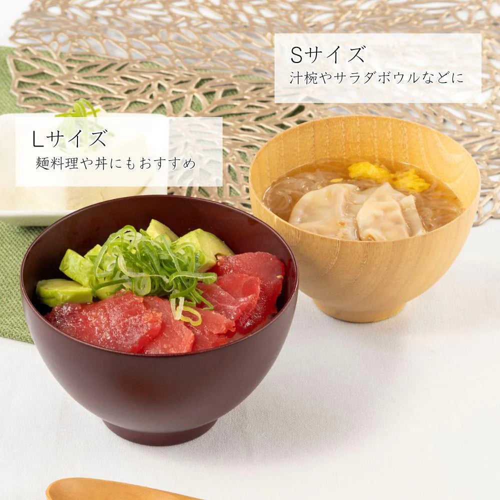 角田清兵衛商店 シフォン スープボウル 選べる２サイズ ナチュラル ブラウン ナツメ材 ナノコート 食洗機対応 箱入 お椀 デザートボウル シリアル