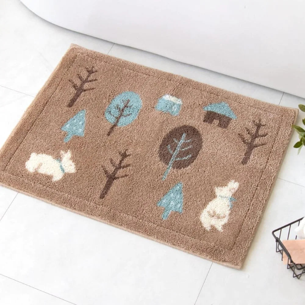 オカ 乾度良好 フォレスト バスマット アクリル 吸水 速乾 洗える すべり止め 抗菌 防臭 お風呂マット 北欧風 日本製