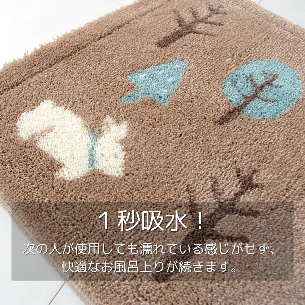 オカ 乾度良好 フォレスト バスマット アクリル 吸水 速乾 洗える すべり止め 抗菌 防臭 お風呂マット 北欧風 日本製