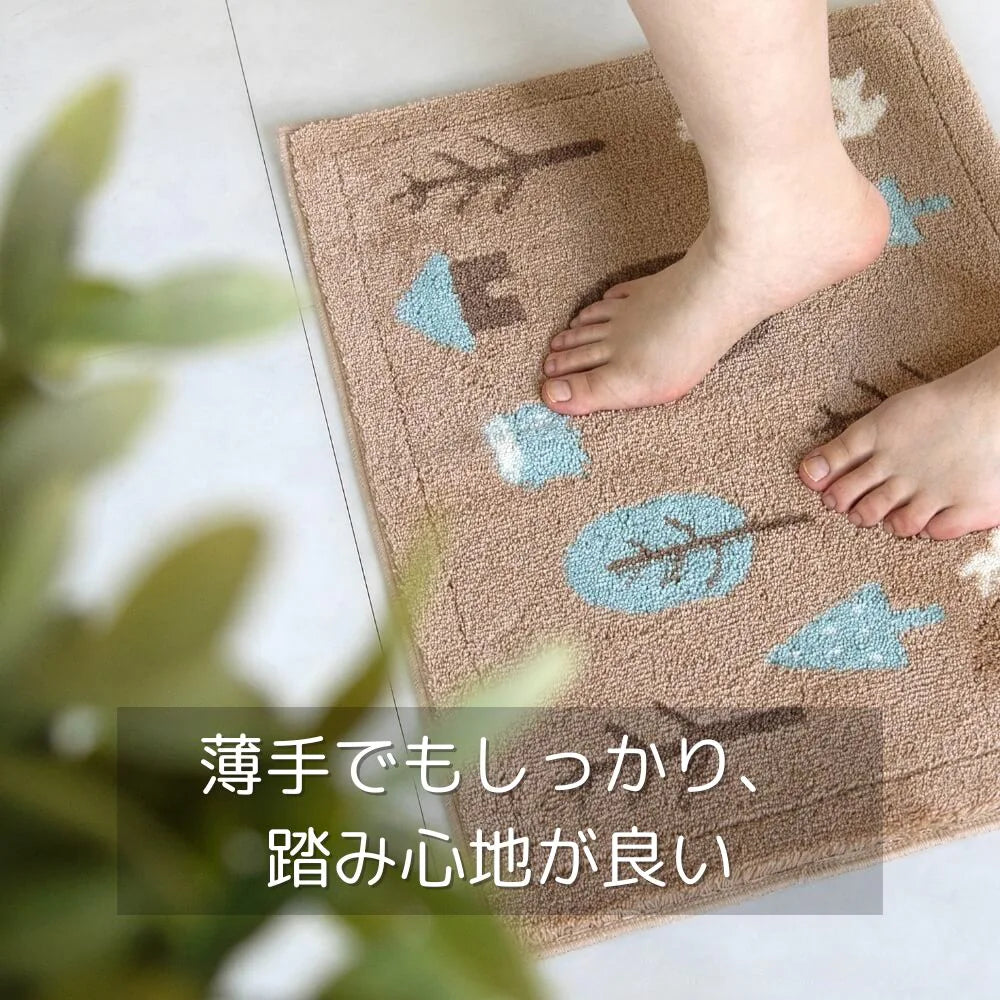 オカ 乾度良好 フォレスト バスマット アクリル 吸水 速乾 洗える すべり止め 抗菌 防臭 お風呂マット 北欧風 日本製