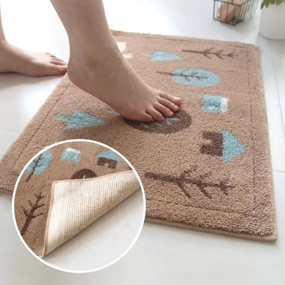 オカ 乾度良好 フォレスト バスマット アクリル 吸水 速乾 洗える すべり止め 抗菌 防臭 お風呂マット 北欧風 日本製