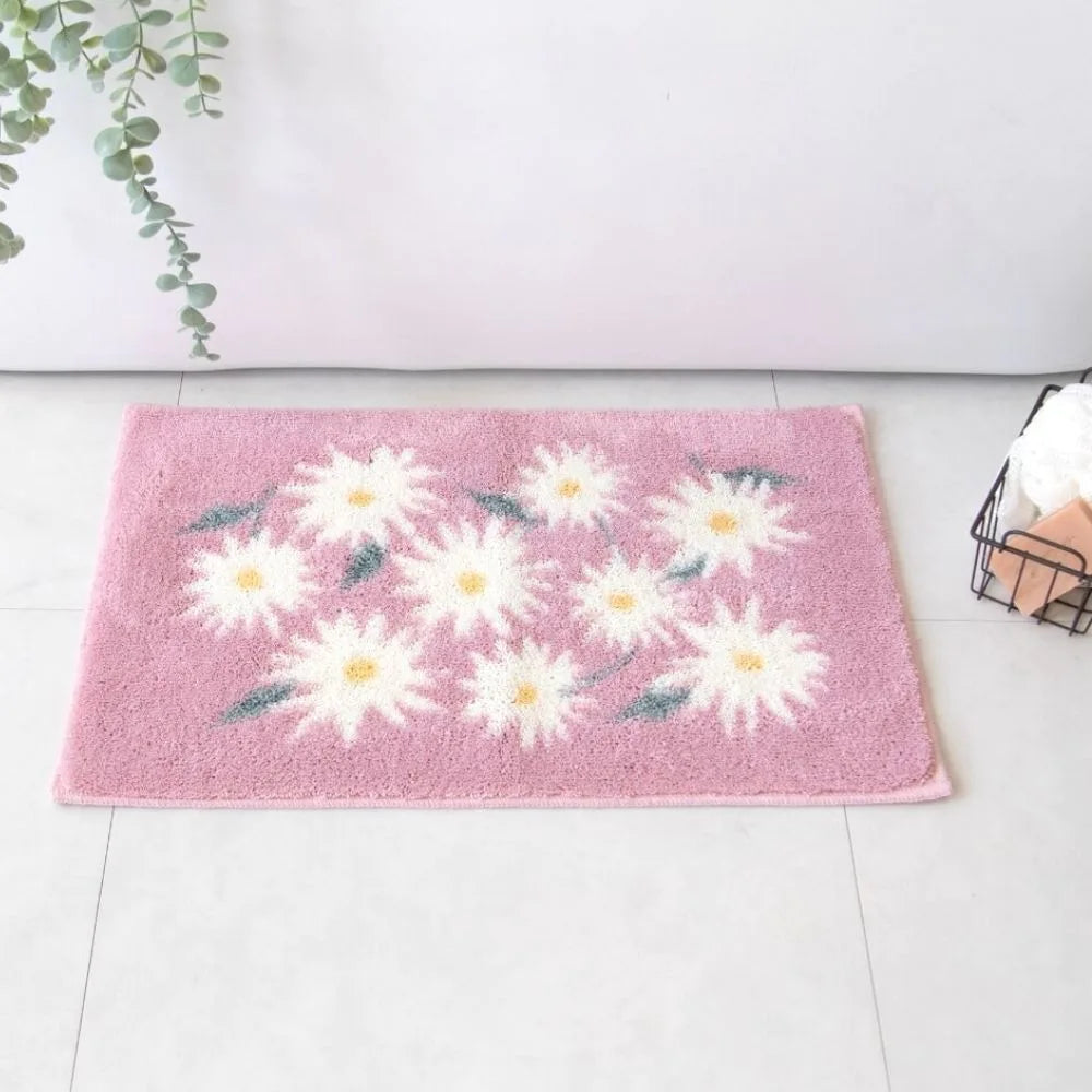 オカ 乾度良好 ピュアデイジー バスマット アクリル 吸水 速乾 洗える すべり止め 抗菌 防臭 お風呂マット 花柄 日本製