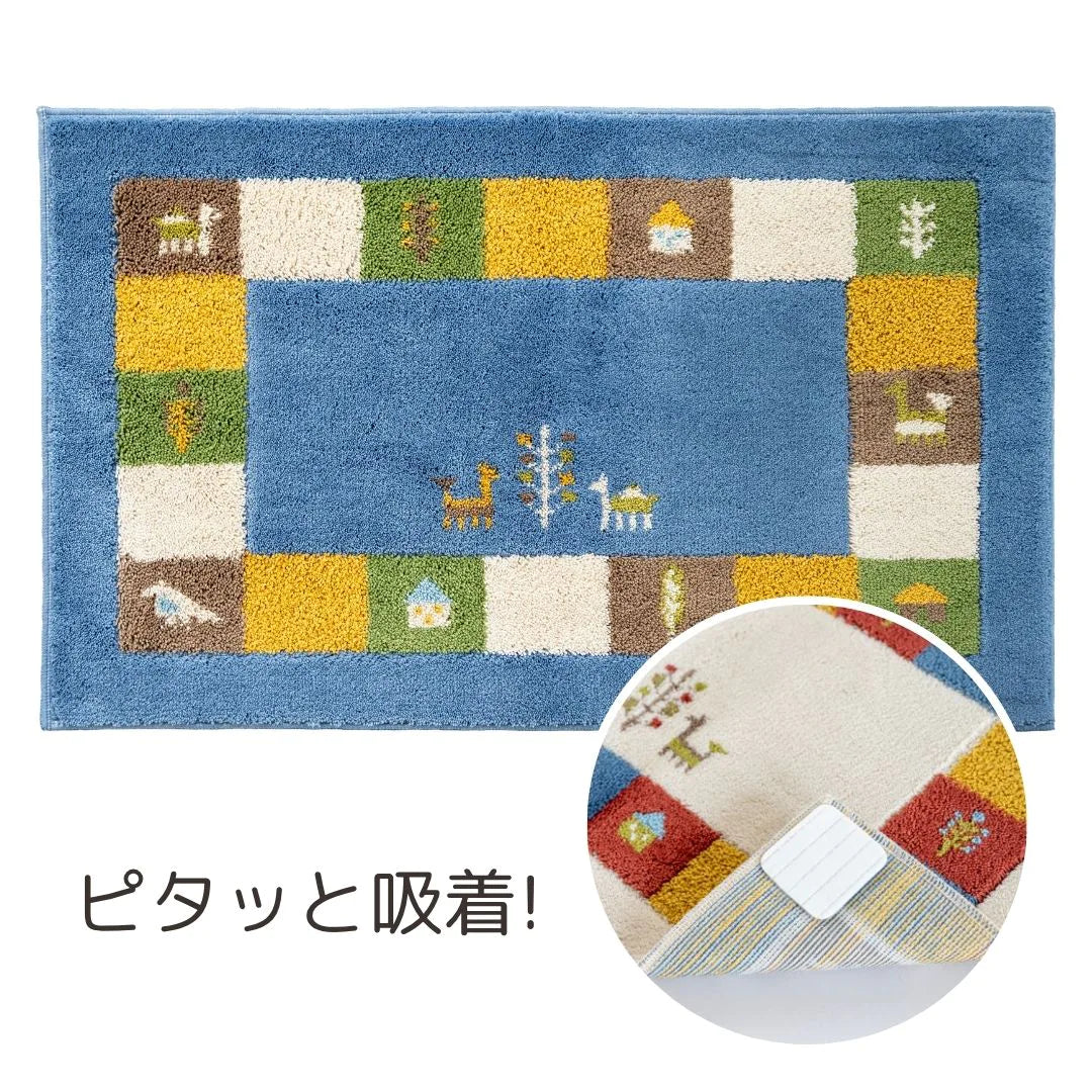 オカ コーナー吸着 玄関マット シエラ 洗える 滑り止め ギャベ柄 おしゃれ 風水 抗菌 防臭 ロボット掃除機 日本製