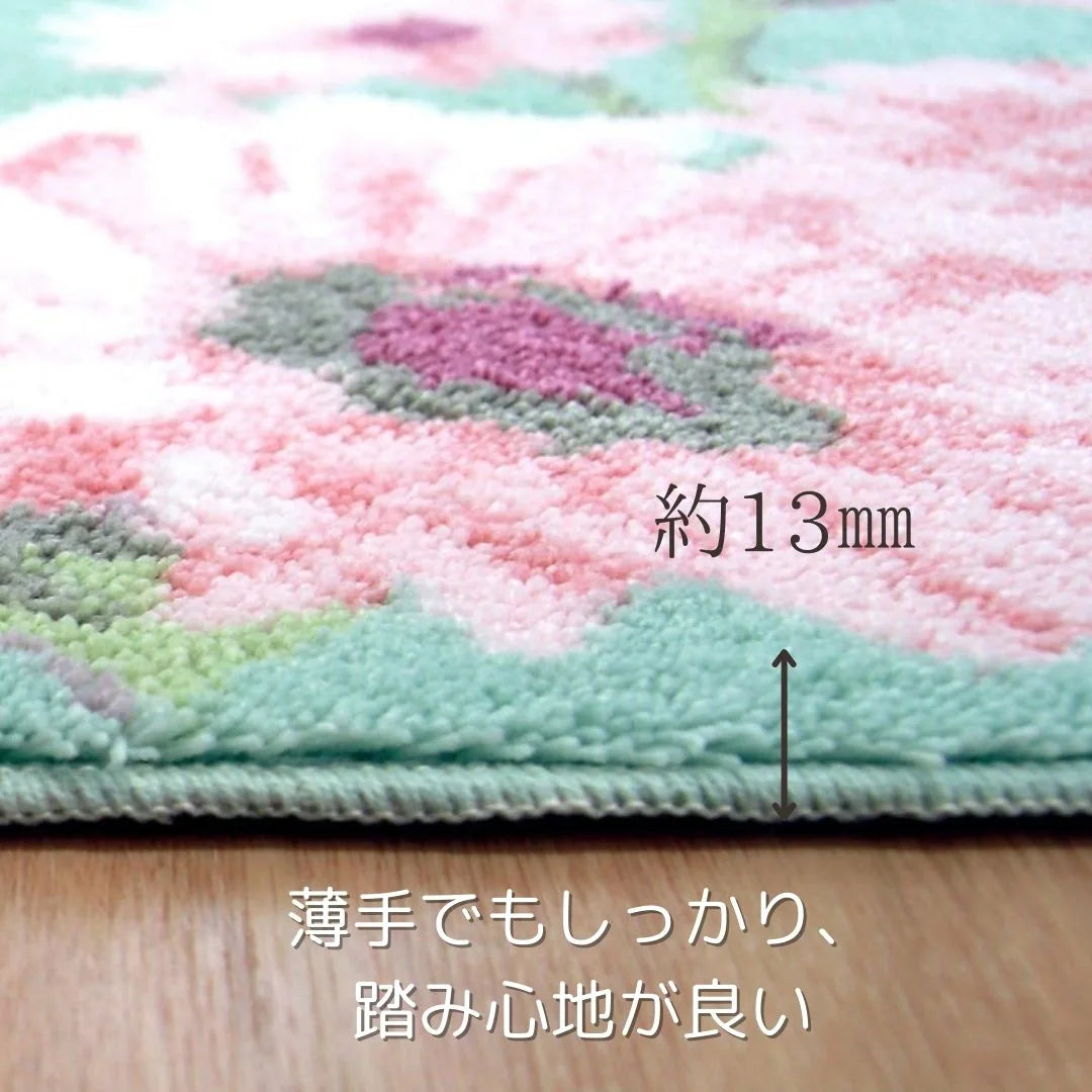 オカ コーナー吸着 玄関マット Thinka フランシール 洗える 滑り止め 花柄 おしゃれ 風水 抗菌 防臭 日本製