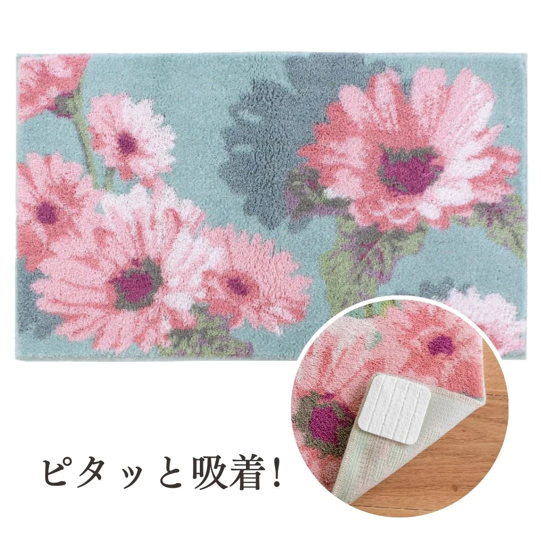 オカ コーナー吸着 玄関マット Thinka フランシール 洗える 滑り止め 花柄 おしゃれ 風水 抗菌 防臭 日本製