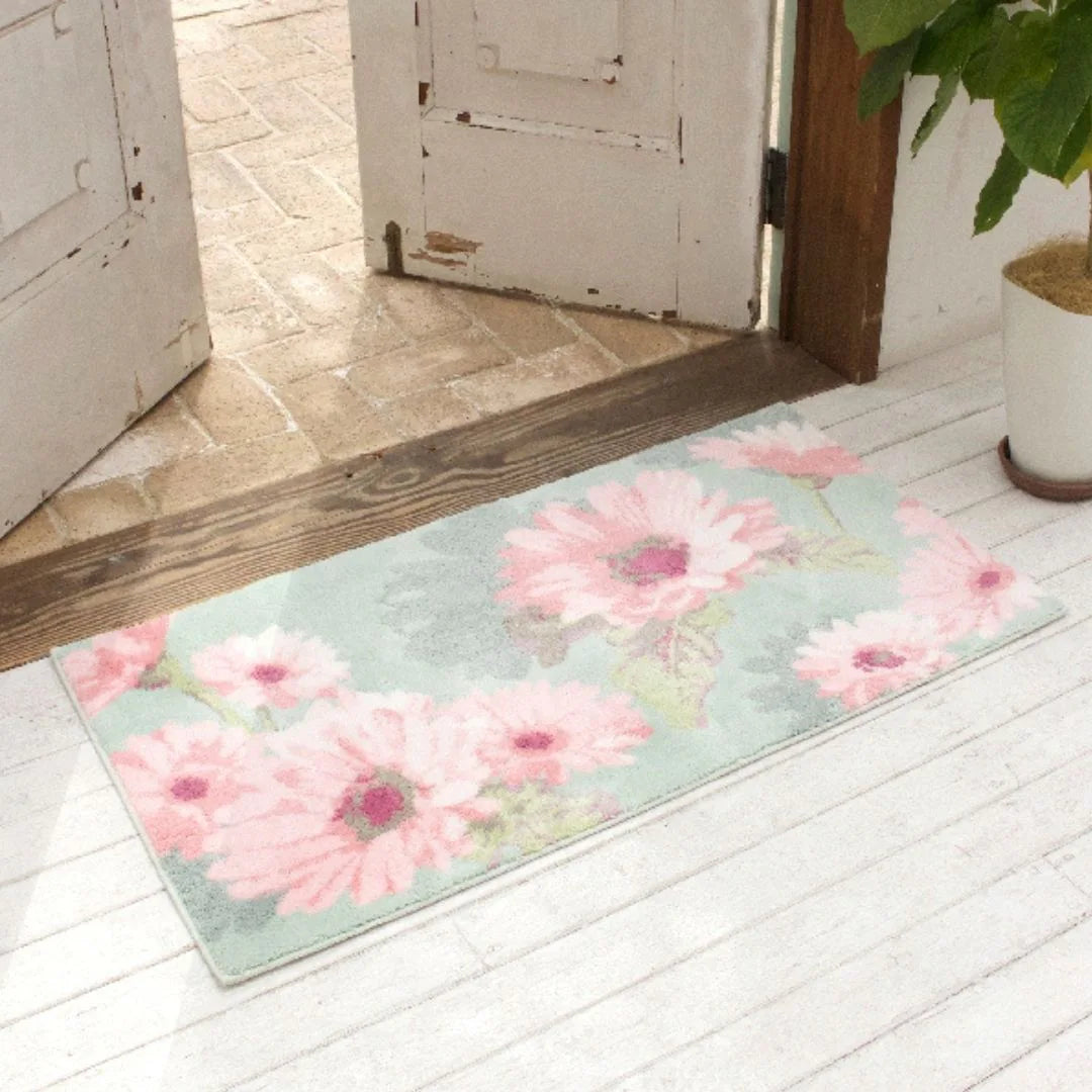 オカ コーナー吸着 玄関マット Thinka フランシール 洗える 滑り止め 花柄 おしゃれ 風水 抗菌 防臭 日本製