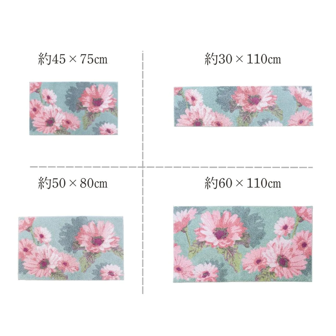 オカ コーナー吸着 玄関マット Thinka フランシール 洗える 滑り止め 花柄 おしゃれ 風水 抗菌 防臭 日本製