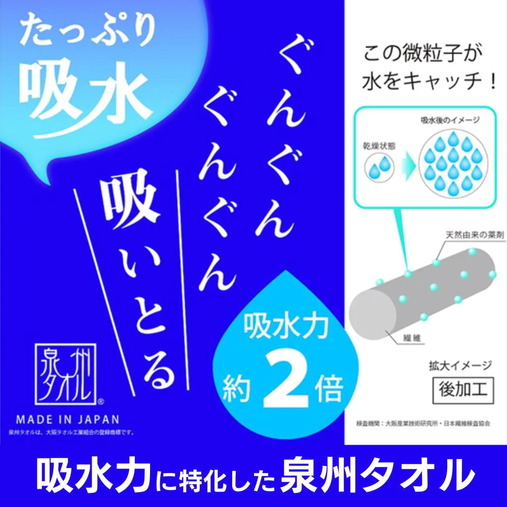 林タオル 泉州の たっぷり吸水フェイスタオル 34×80cm ボーダー 柄 ４色 泉州タオル 家庭用 日本製