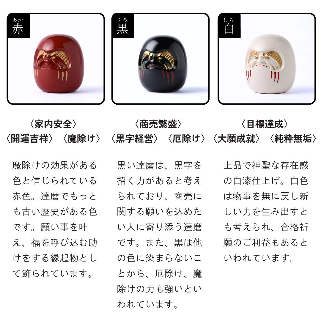 ナガエ 銀雅堂 達磨【黒達磨・赤達磨・白達磨】 開運 厄除 置物 漆 インテリア 縁起物 蒔絵仕上げ 金属 日本製