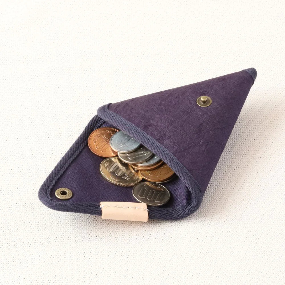 HALOP ハロップ 和紙と播州織のコインケース 三角 財布 小銭入れ コイン アクセサリー入れ 小物入れ シンプル 杉原紙 おしゃれ 手作り 日本製