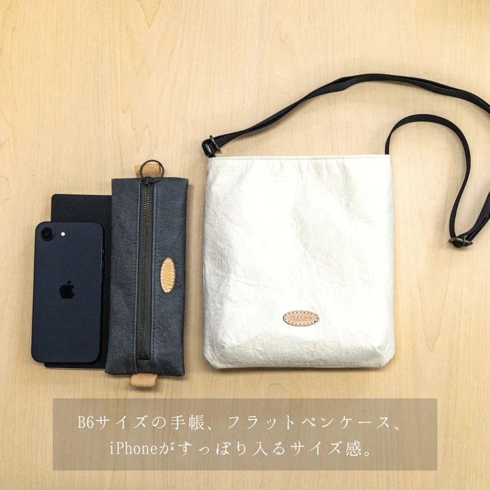 HALOP ハロップ 和紙と播州織のポシェット カバン 軽い メンズ レディース ミニショルダー 斜めがけ 杉原紙 おしゃれ 手作り 日本製