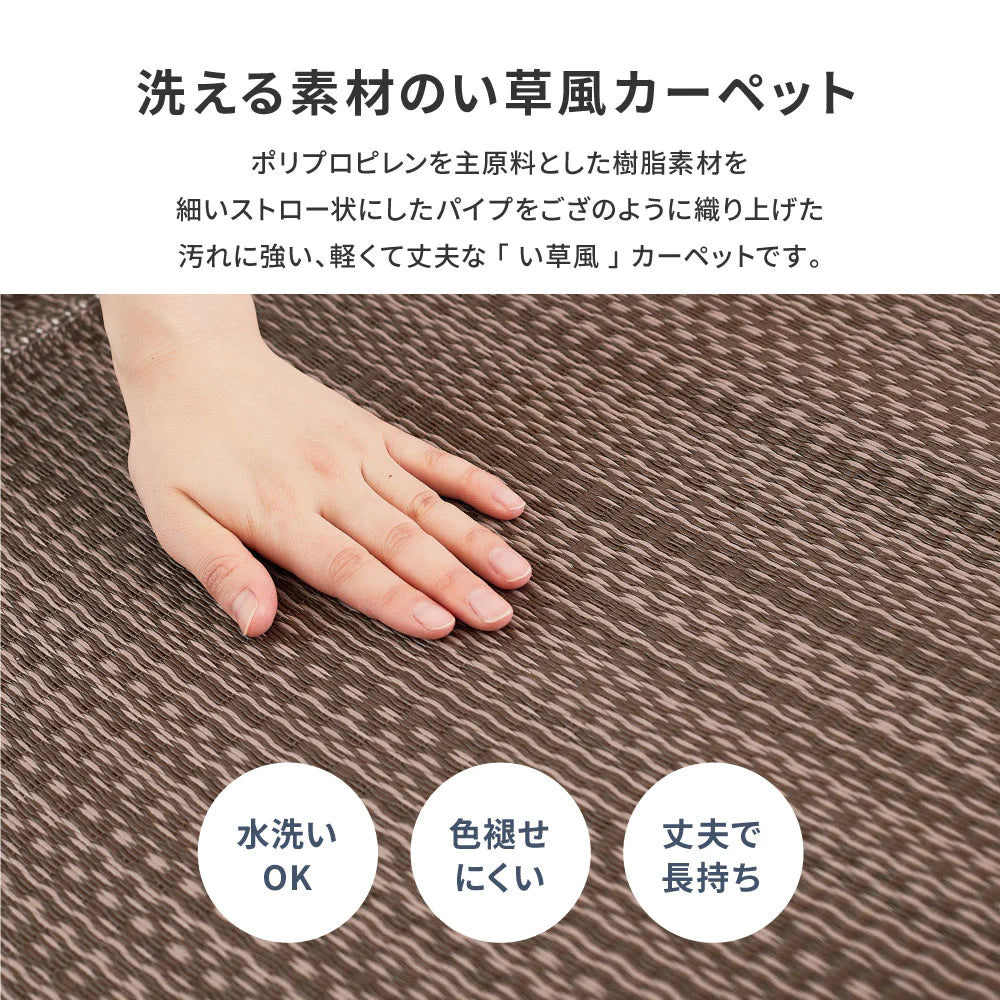 萩原 洗える い草風カーペット ライアン ポリプロピレン 水洗い 丈夫 汚れが目立ちにくい ござ アウトドア オールシーズン お子さま ペット ロボット掃除機対応 日本製
