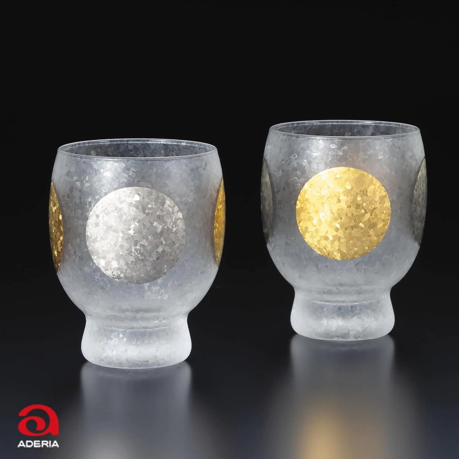 アデリア 日月 サケグラスペア 日本酒 グラス 最大65mm 口径58mm 高さ78mm 145ml×2個セット 化粧箱入り ガラス 太陽 月 ゴールド シルバー 日本製