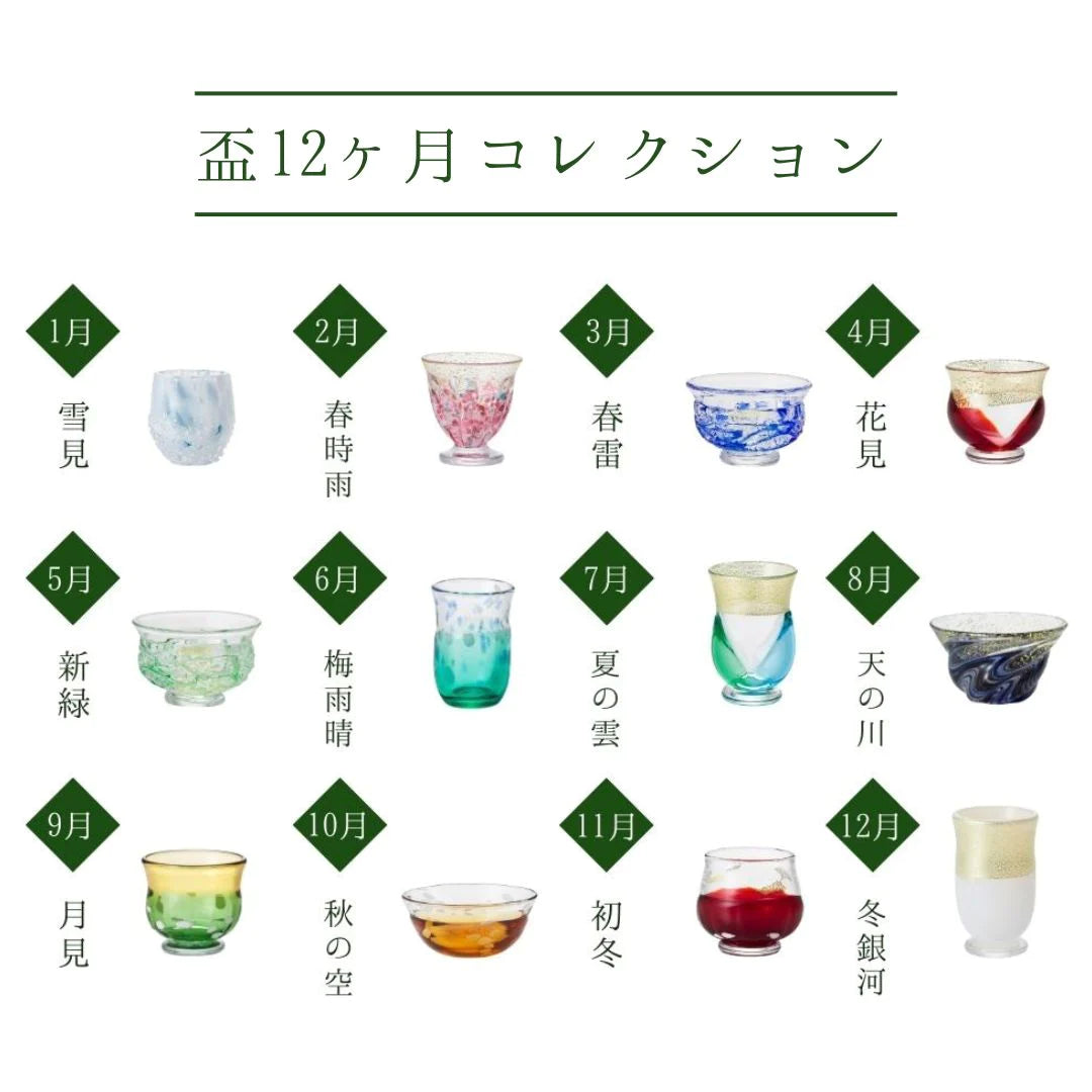 津軽びいどろ 盃 3月 春雷 盃12ヶ月コレクション ガラス 酒器 日本酒グラス ギフト 贈り物 ハンドメイド 手作り おしゃれ 日本製