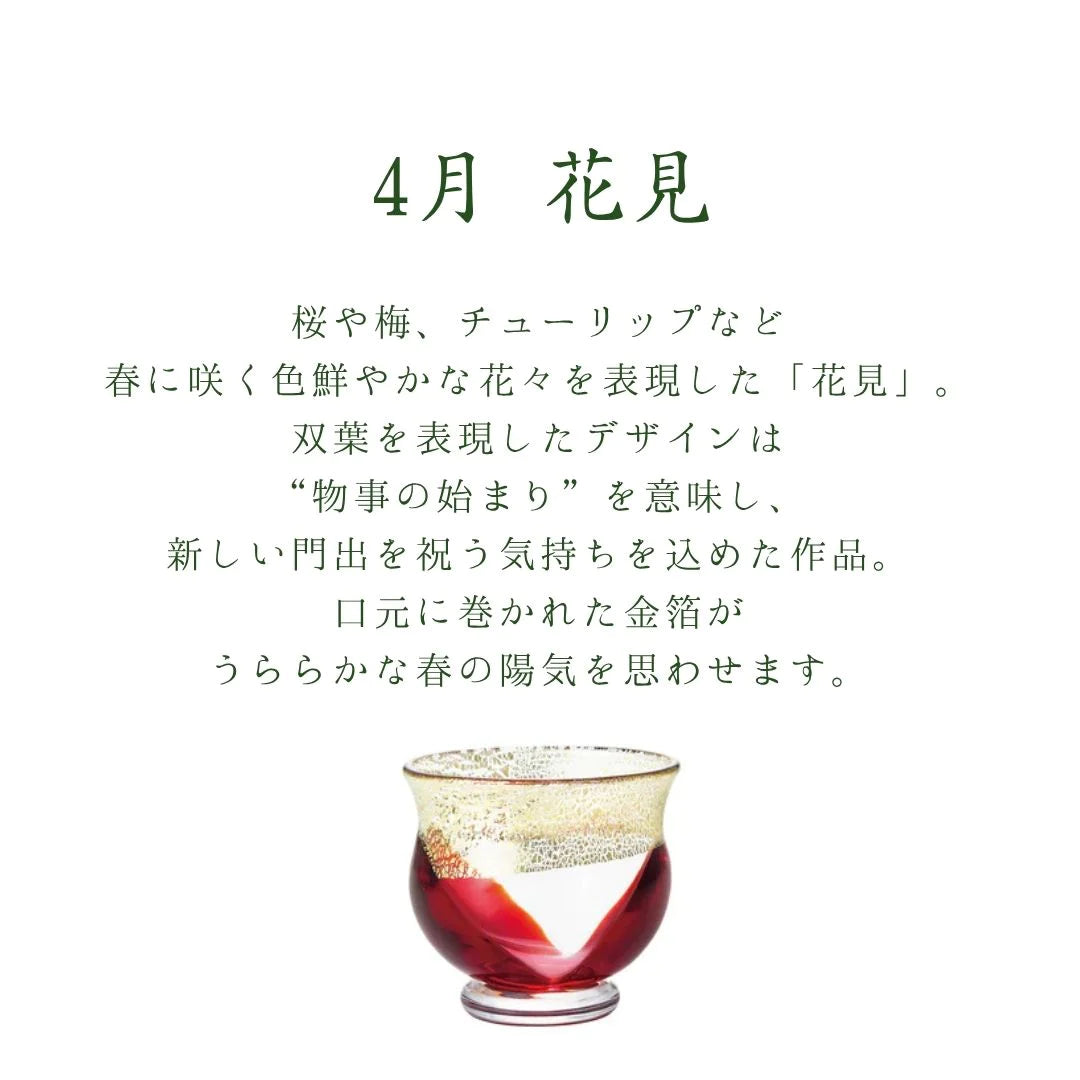 津軽びいどろ 盃 4月 花見 盃12ヶ月コレクション ガラス 酒器 日本酒グラス ギフト 贈り物 ハンドメイド 手作り おしゃれ 日本製