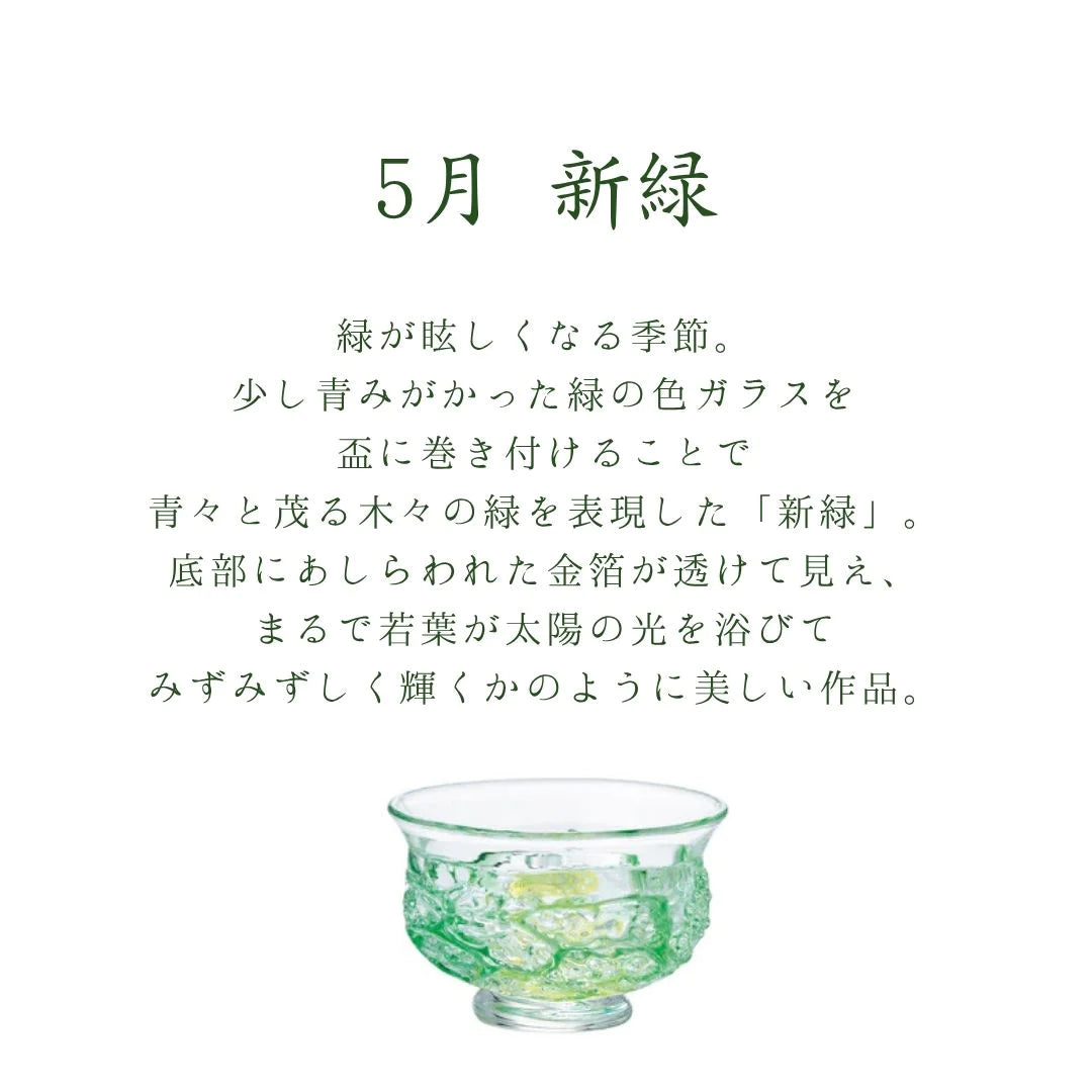 津軽びいどろ 盃 5月 新緑 盃12ヶ月コレクション ガラス 酒器 日本酒グラス ギフト 贈り物 ハンドメイド 手作り おしゃれ 日本製