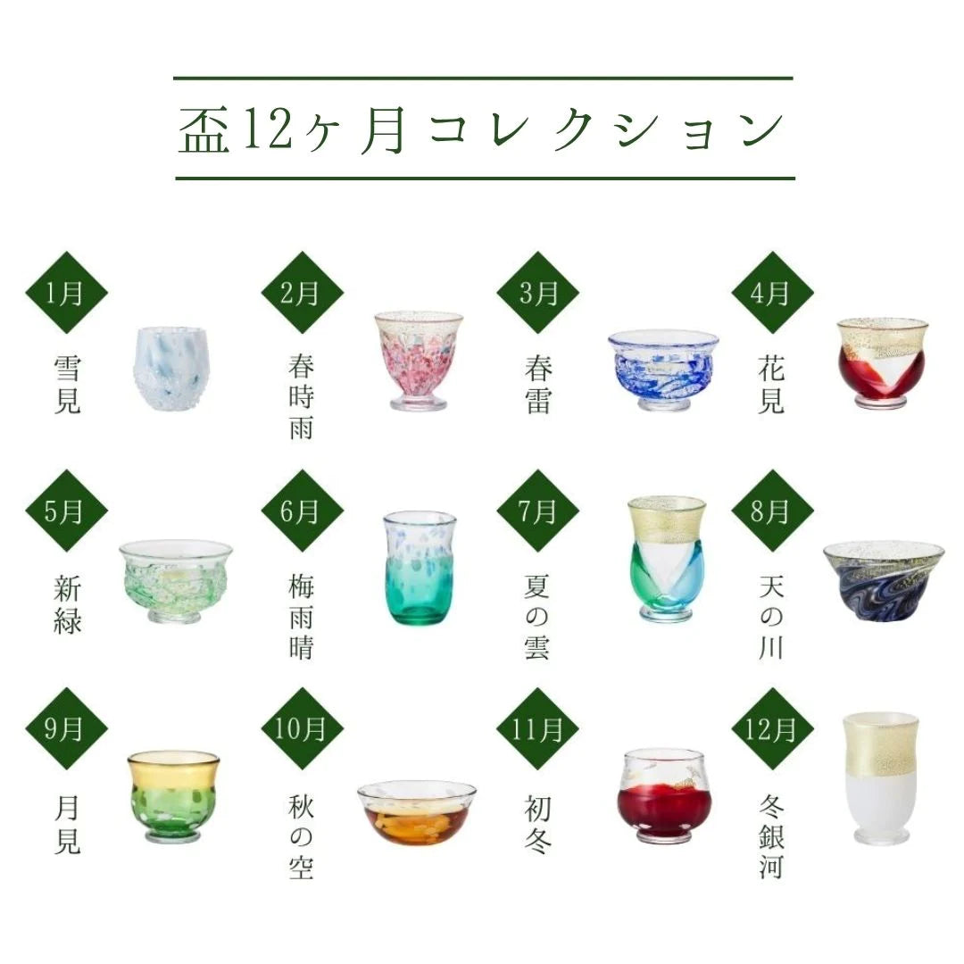津軽びいどろ 盃 1月 雪見 盃12ヶ月コレクション ガラス 酒器 日本酒グラス ギフト 贈り物 ハンドメイド 手作り おしゃれ 日本製
