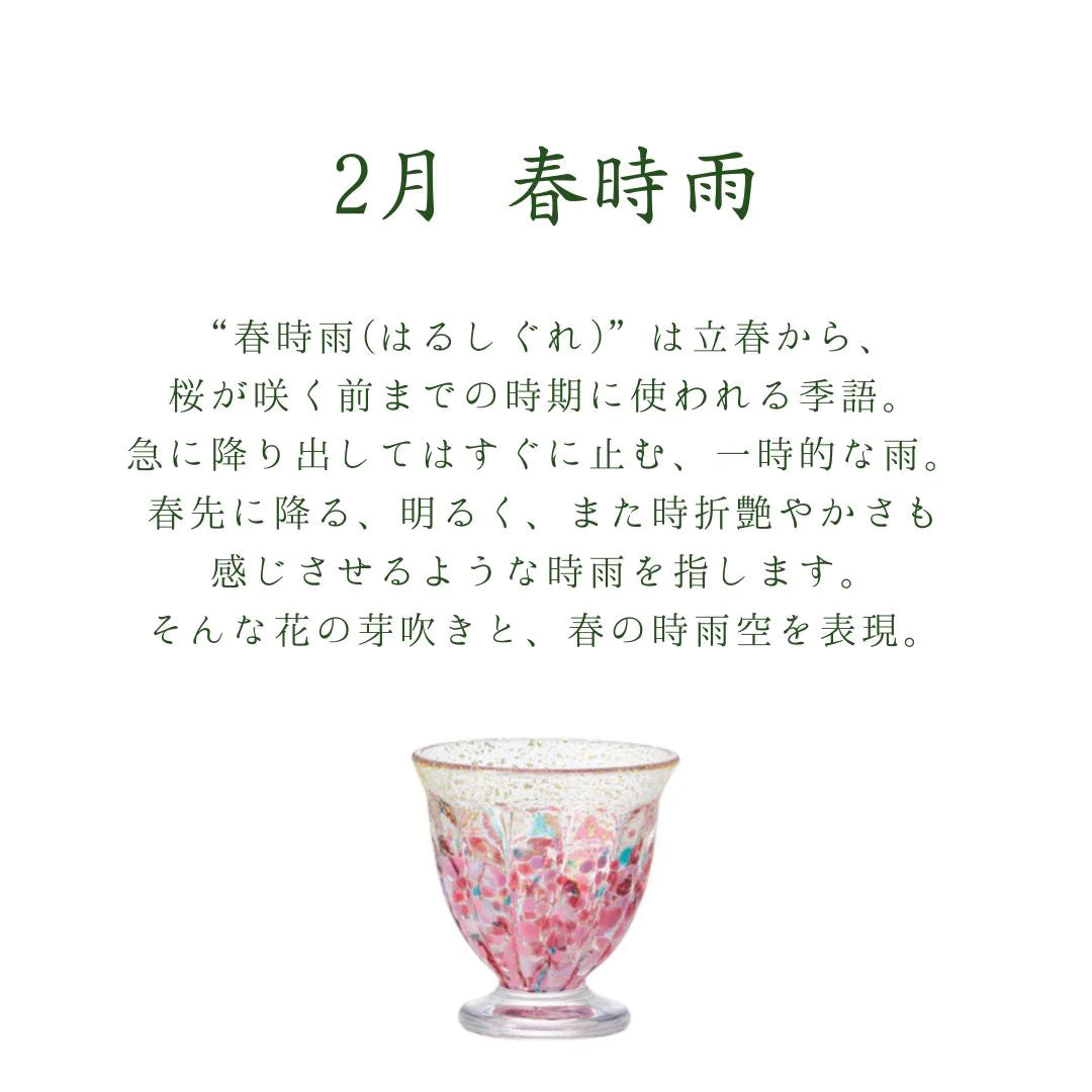 津軽びいどろ 盃 2月 春時雨 盃12ヶ月コレクション ガラス 酒器 日本酒グラス ギフト 贈り物 ハンドメイド 手作り おしゃれ 日本製