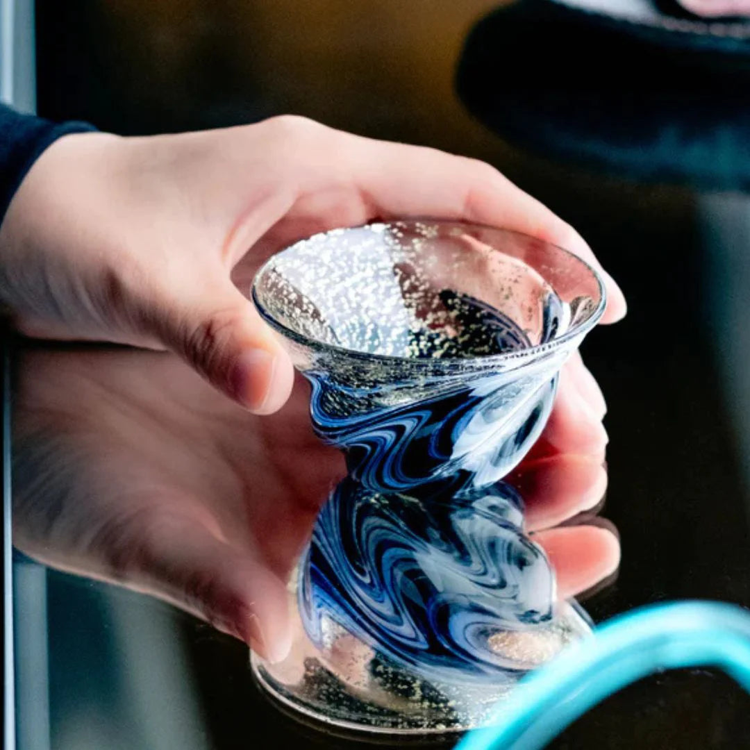津軽びいどろ 盃 8月 天の川 盃12ヶ月コレクション ガラス 酒器 日本酒グラス ギフト 贈り物 ハンドメイド 手作り おしゃれ 日本製