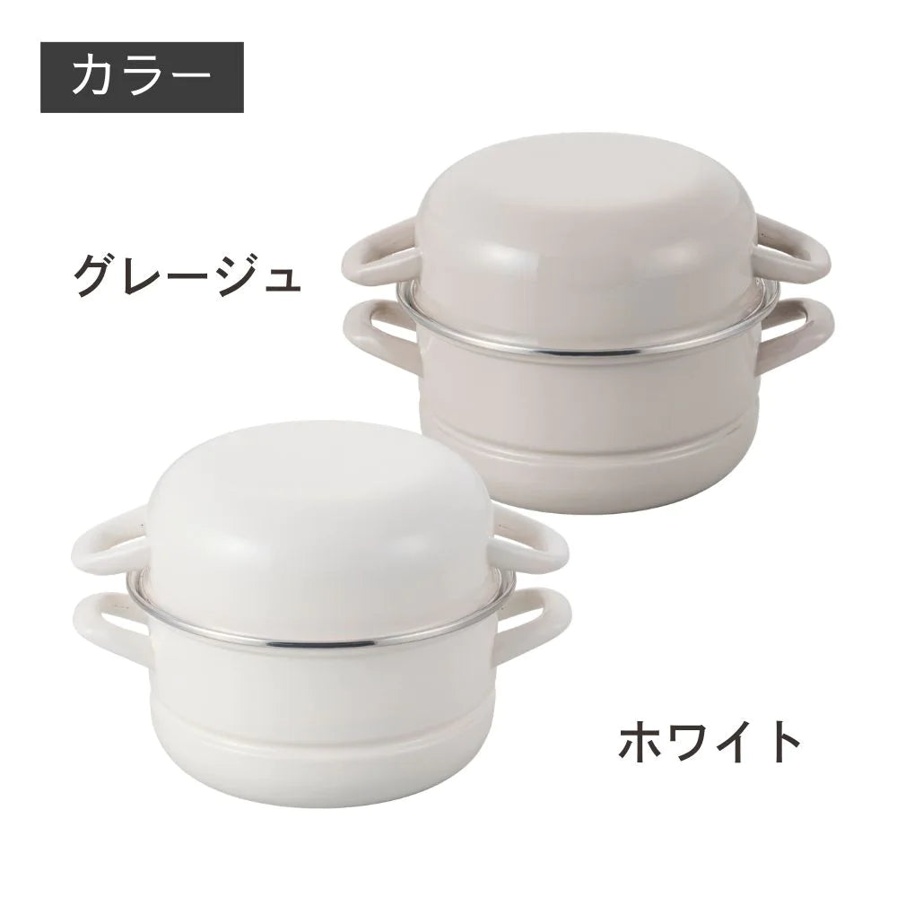 富士ホーロー マルチホーロー鍋 ハットポット 蒸し器付き 18cm 5点セット 両手 揚げ物 炊飯 オーブン IH ガス火対応 そのまま保存 琺瑯