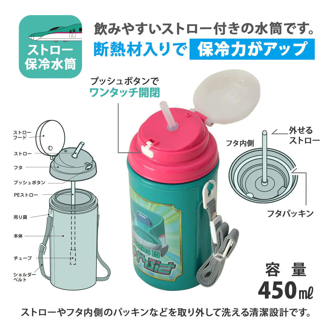 新幹線 お弁当箱 3点セット (はやぶさ) 360ml (仕切付/電子レンジ対応) 開閉しやすいサイドロック式 (ランチボックス360ml/箸・スプーン・フォーク/水筒450ml) 子供 日本製