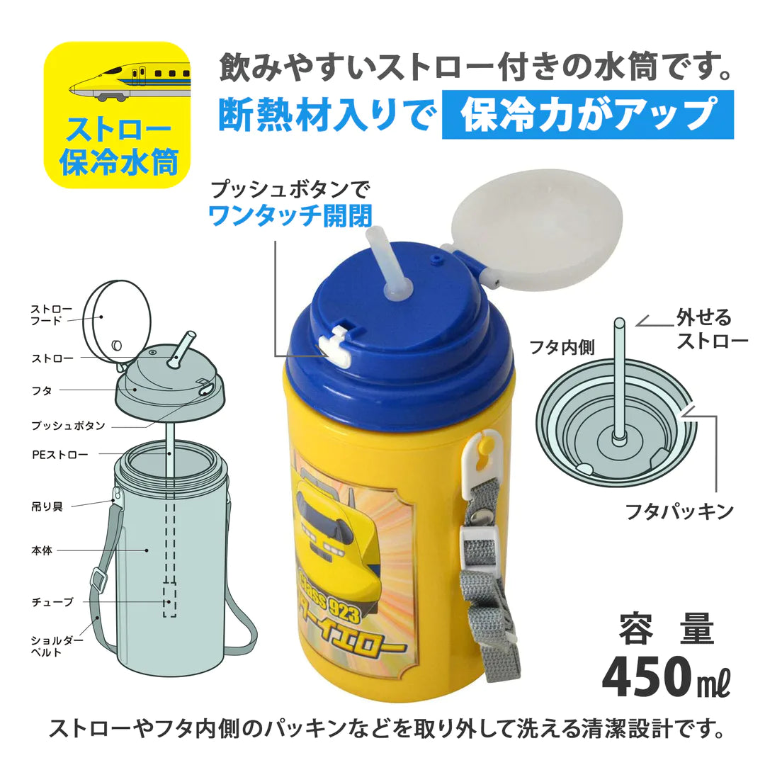 新幹線 お弁当箱 3点セット (ドクターイエロー) 360ml (仕切付/電子レンジ対応) 開け閉めしやすい  (ランチボックス360ml/箸・スプーン・フォーク/水筒450ml) 子供 日本製