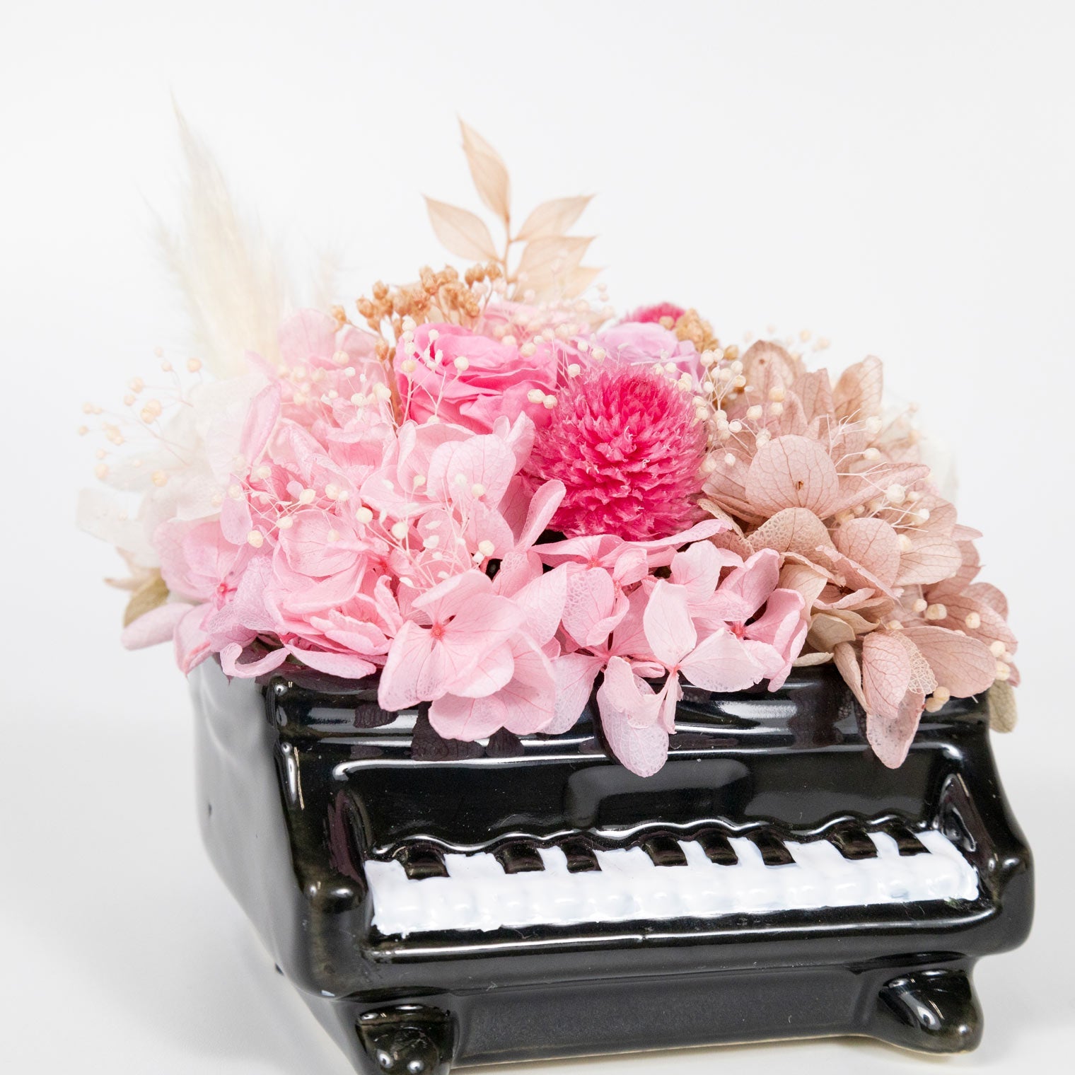 プリザーブドフラワー ピアノ バラ ピンク ( 日本製 / フラワー装飾技能士製作 ) クリアボックスにラッピングしてお届け ピアノ発表会 ギフト プレゼント (JAN:4976416021808)