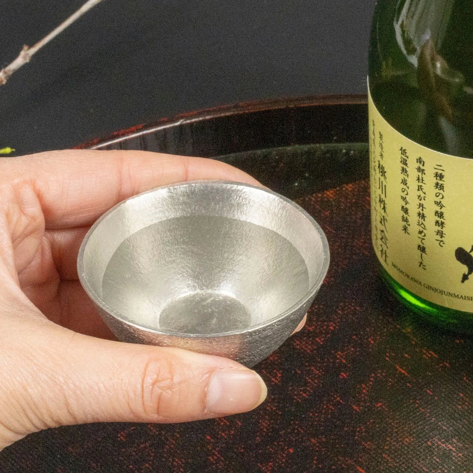 スタジオ一圭 角谷圭二郎 錫製 お猪口(広口) (約50ml) 選べるセット (単品/片口/ペア) 桐箱入り 人間国宝 角谷家 酒器 盃
