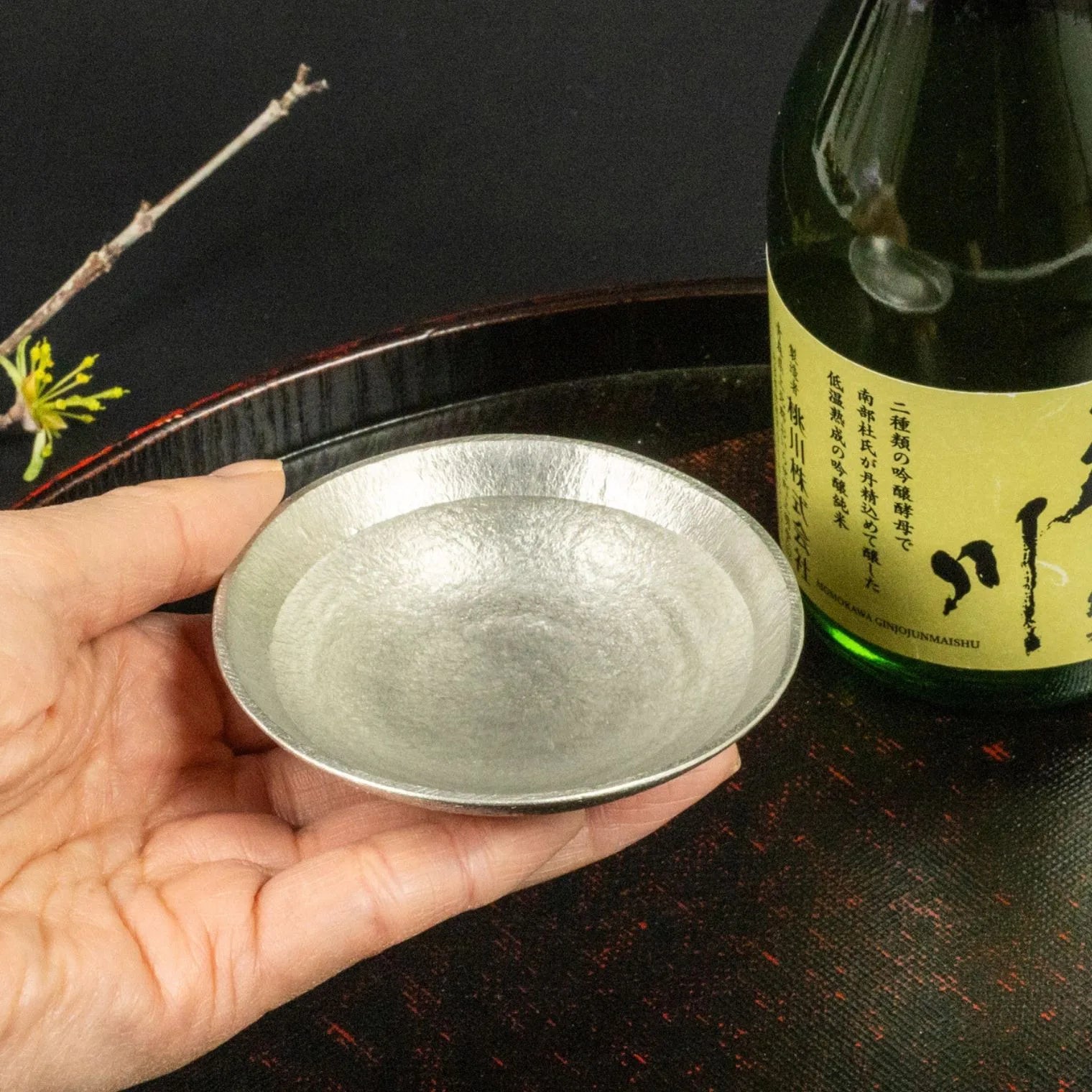 スタジオ一圭 角谷圭二郎 錫製 平杯 (約50ml) 選べるセット (単品/片口/ペア) 桐箱入り 人間国宝 角谷家 酒器 盃