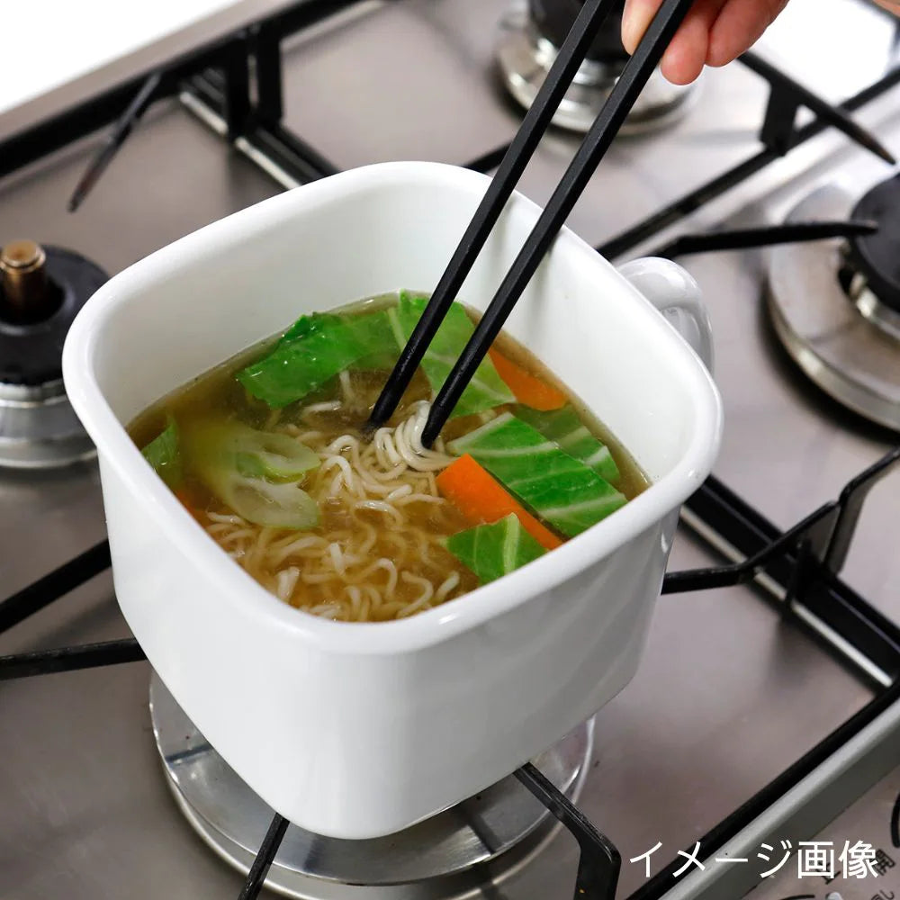 富士ホーロー ミッフィー ボリス 角型 ストックポット (1.5L) 味噌ポット 保存容器 片手鍋 IH 直火 オーブン ホーロー鍋 シンプル おしゃれ 琺瑯