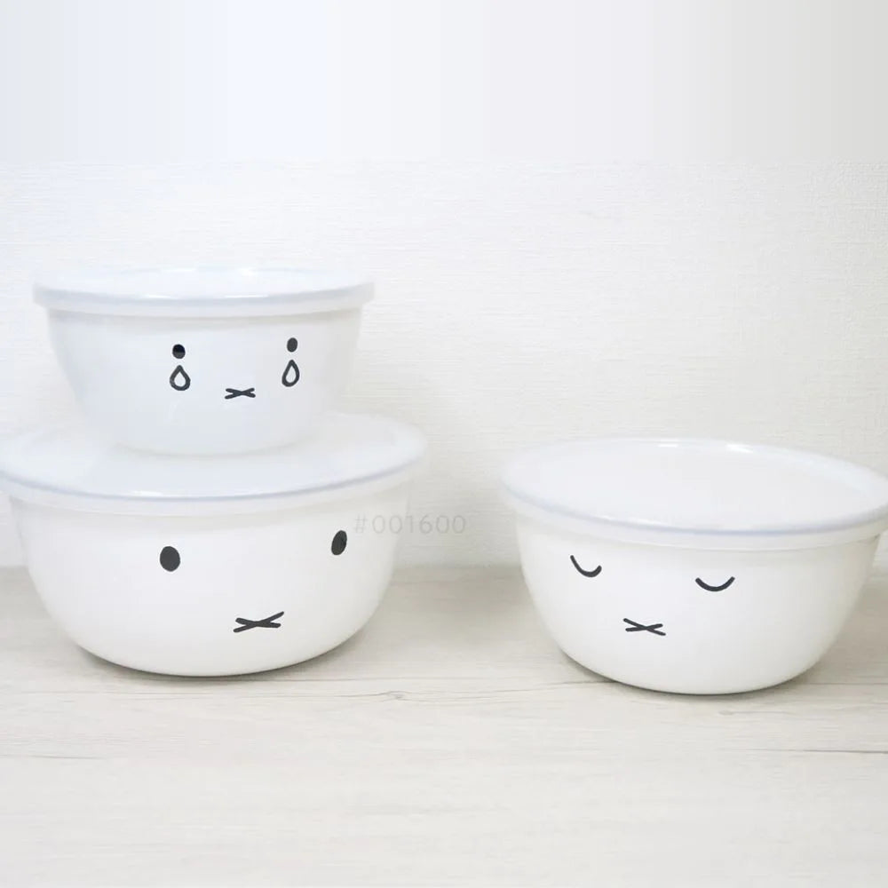 富士ホーロー ミッフィー ミキシングボール 3点セット フタ付き 14cm 16cm 18cm 保存容器 オーブン ホーロー シンプル おしゃれ 琺瑯