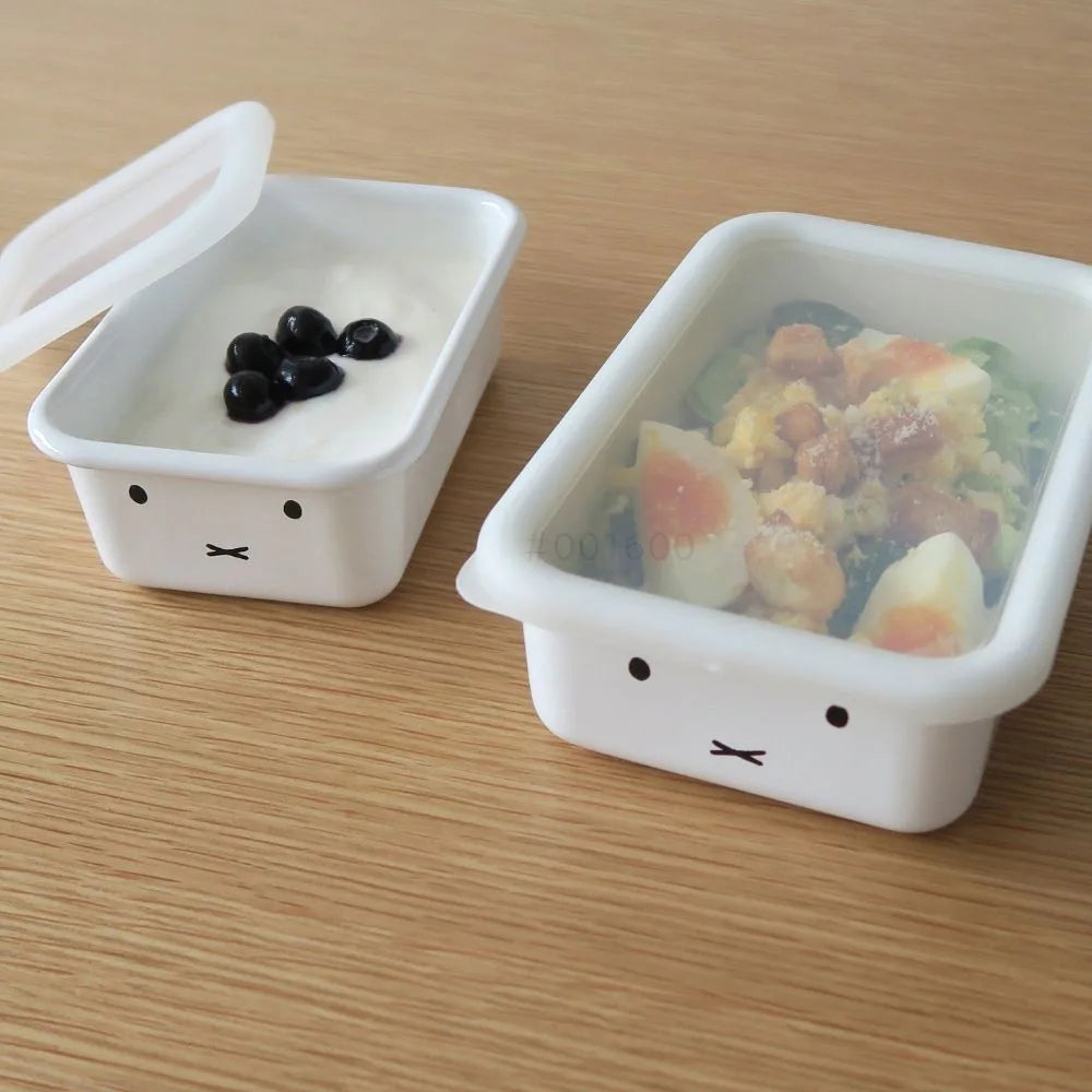 富士ホーロー ミッフィー 角容器 2点セット (S・Mサイズ) 浅型 深型 保存容器 密閉容器 直火 オーブン ホーロー シンプル おしゃれ 琺瑯