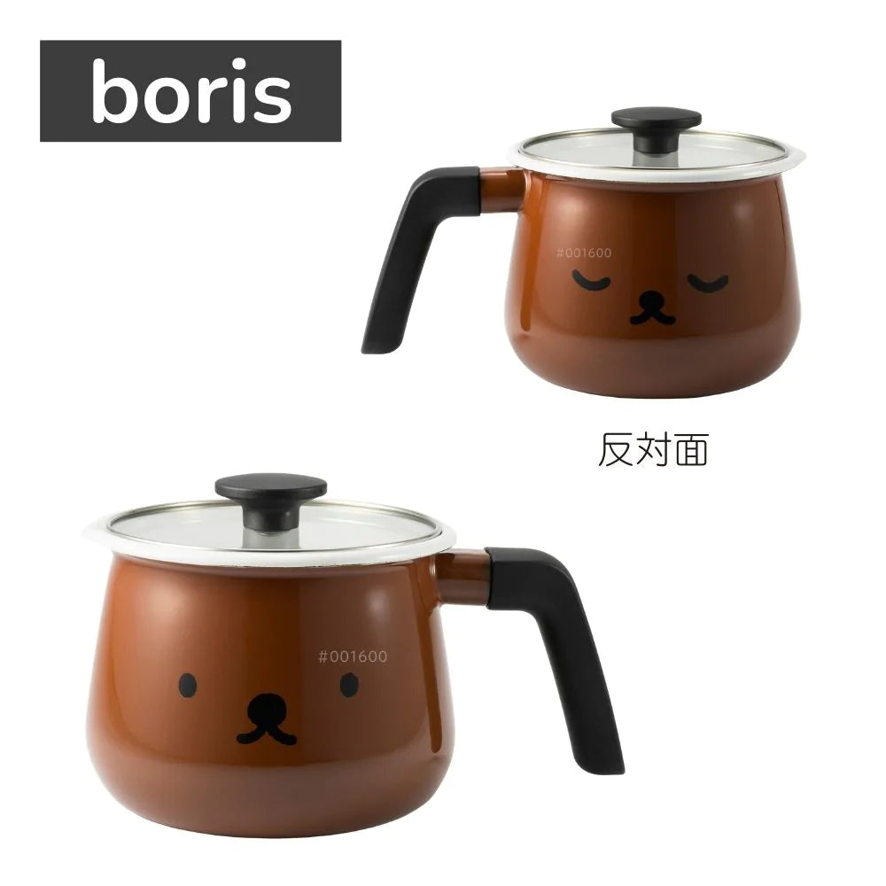 富士ホーロー ミッフィー ボリス マルチポット 16㎝ (2.2L) 片手鍋 フタ付 注ぎ口付 ホーロー鍋 炊飯 揚げ物 調理器具 シンプル おしゃれ 琺瑯