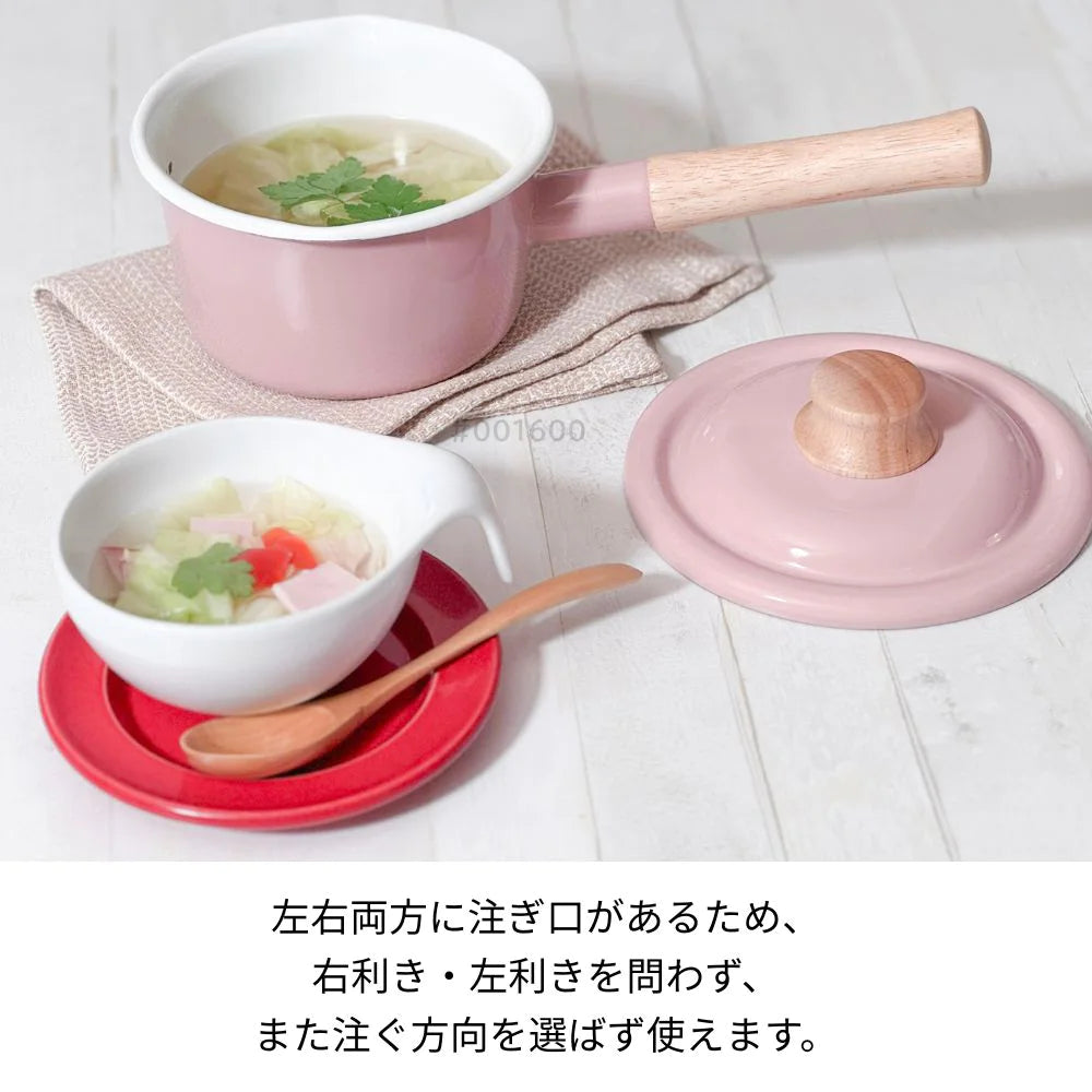 富士ホーロー コットンプラス ミルクパン メモリ入り 14cm 約W325×D170×H130mm 容量1.2L ホーロー 選べる5カラー ガス火対応 IH対応