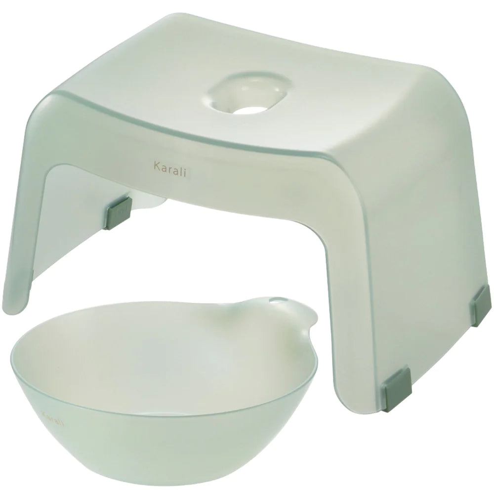 ＯＲＡＮＧＥ　ＡＰＲＯＮ【2点セット】 風呂いす 湯おけ セット カラリ ミルキーカラー ( ピンク / 高さ20cm ) 浴槽にかけて乾かせる バススツール 【JANコード：4976416026759】