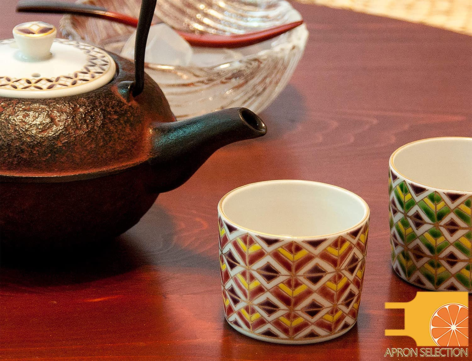 西川貞三郎商店 曲げわっぱx清水焼 ぐい呑 彩万華鏡紋 約90ml