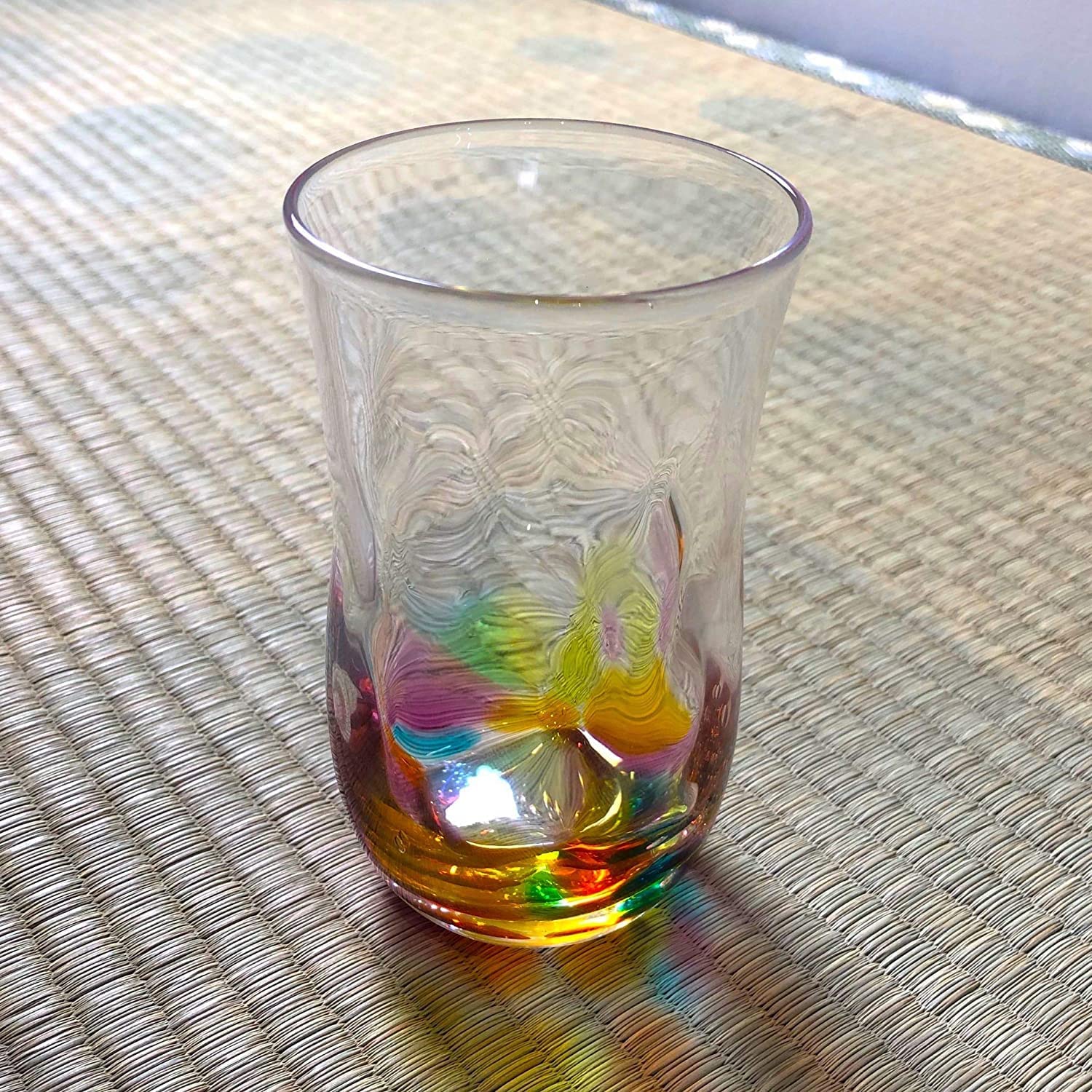 肥前びーどろ 虹色ビアグラス 吹きガラス 300ml
